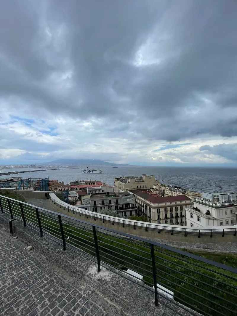 The view from Monte Echia: the port, the bay and Vesuvius from above.